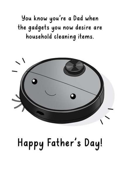 Funny Father's Day card - robot vacuum created by Evie Garnett Designs