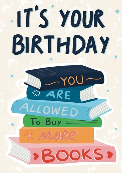 Cute Birthday Card - Bookworm - Buy More Books created by Sweetlove Press