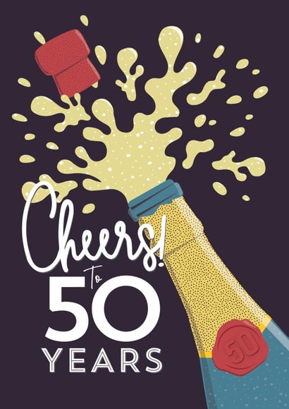 Celebratory Birthday/Anniversary Card -  Cheers to 50 Years created by Little Red Cherry