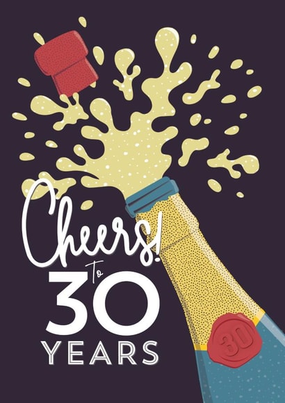 Celebratory Birthday/Anniversary Card - Cheers to 30 Years created by Little Red Cherry