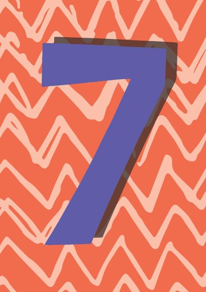 Simple 7 year old birthday card - colourful zig zags for seventh birthday created by Becka Griffin