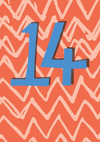 Fourteenth birthday card - 14th birthday card - teenager birthday created by Becka Griffin