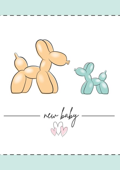 Cute New Baby Balloon Dog and Balloon Puppy Card - Love Hearts - Celebration created by Diary of a Craft Girl