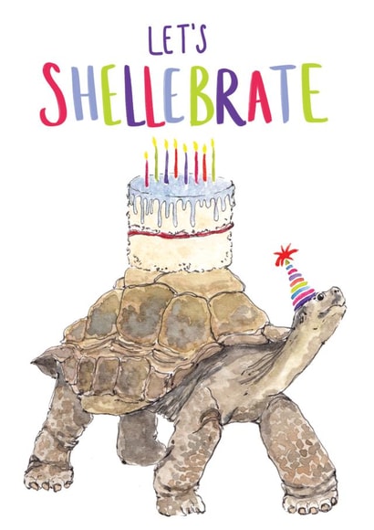 Cute and funny tortoise birthday card for an animal lover and old timer created by Bramble Designs