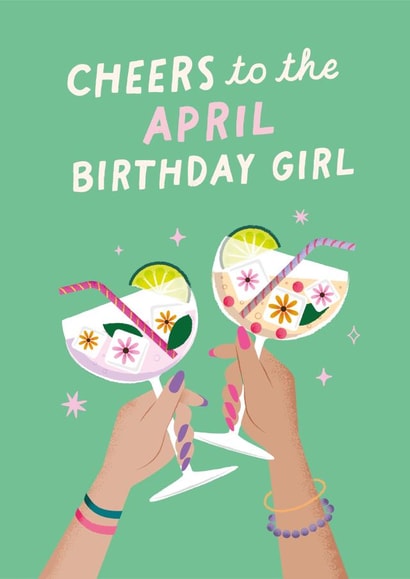'Cheers To The April Birthday Girl' - Cute Birthday Card For Her created by Studio Mads