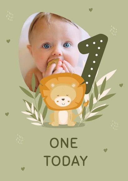 Cute Birthday Card - 1st - Lion created by Melissa Doodles