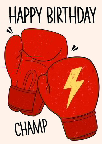 Boxing Birthday Card - For Friends and Family - Boxing Gloves - Champion created by Lisa Wardle