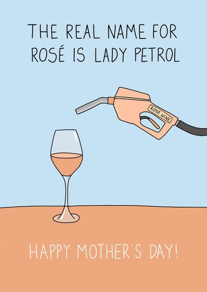 Alcoholic Mothers Day Card - Rosé wine - Lady Petrol created by Becky Wood