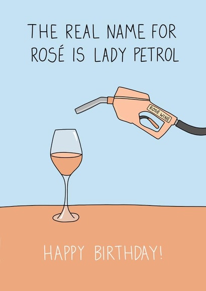 Funny Alcoholic Birthday Card - Rosé Wine - Happy Birthday created by Becky Wood