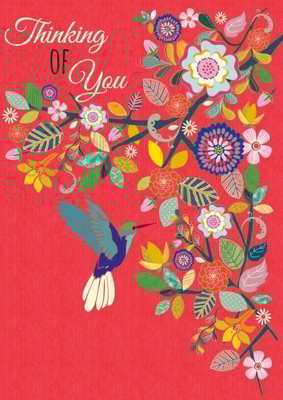 Classic Thinking of You Card - Floral - Bird created by Laura Darrington Design Ltd.