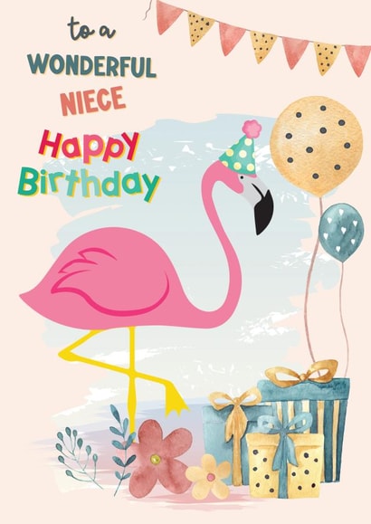 Cute Birthday Card - Niece - Flamingo created by Nidd And Rigg!