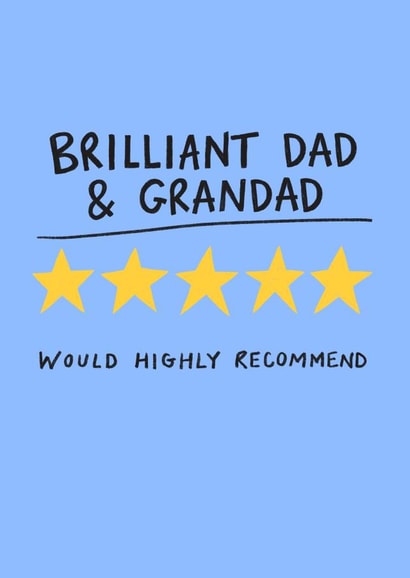 Funny Father's Day Card - Dad and Grandad - 5 Star Review - Would Highly Recommend created by Nicola Watson