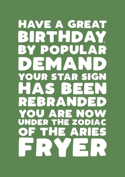 Funny birthday card - Aries - April Birthday - Air Fryer created by Pickled Prints