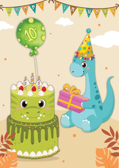 10th Birthday Card - Dinosaur created by Nidd And Rigg!