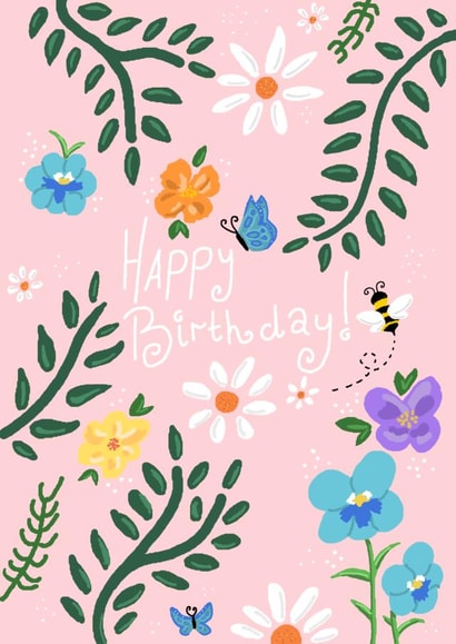Pretty Spring Card // Nature Card // Floral Card // Bee Card created by Aweirdandwonderful🍄