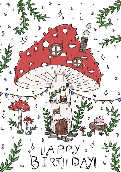 Cute Fairy House Card // Mushroom Card // Fungi Card // Nature Card created by Aweirdandwonderful🍄