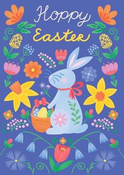 Cute Easter card - Easter Bunny - Hoppy Easter created by Olena Geras