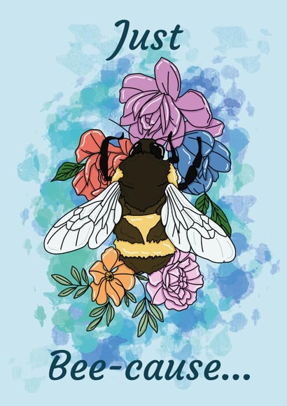 Cute Thank You Card - Floral Bee - Just Because created by Beth Frost Art