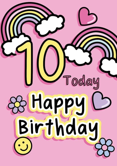 10th Birthday card | Pink Girls 10 Today Card created by The Happy Company