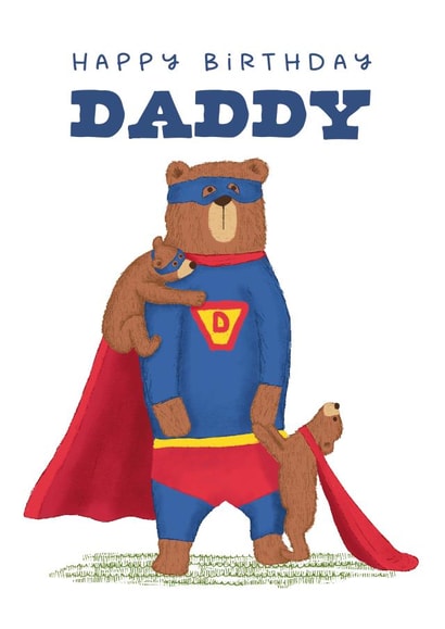 Cute Birthday Card - Daddy - Bear - Superhero created by badgerbee design