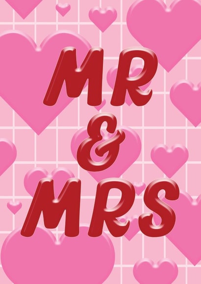 Mr & Mrs Funky Colourful Wedding Card - Pink Engagement Card created by Maddison Ball