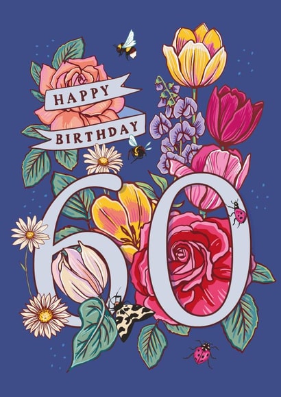 Classic Birthday Card - 60th - Beautiful Blooms created by Angie Spurgeon