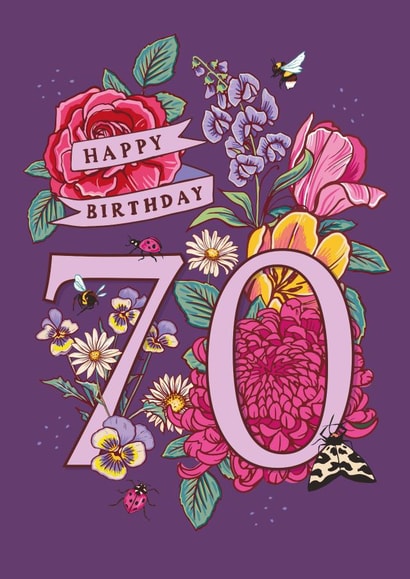 Classic Birthday Card - 70th - Beautiful Blooms created by Angie Spurgeon