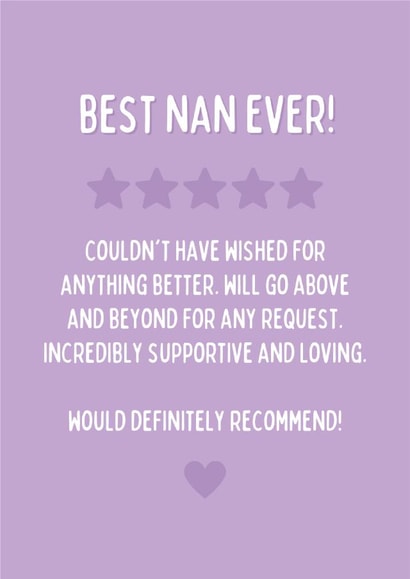 Funny Birthday Card - Best Nan Ever - Star Rating created by Blush Boulevard