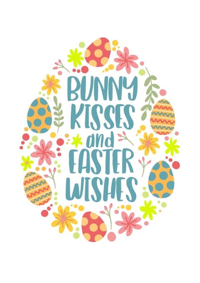 Cute Easter Card - Bunny Kisses and Wishes created by Duckduckle Design