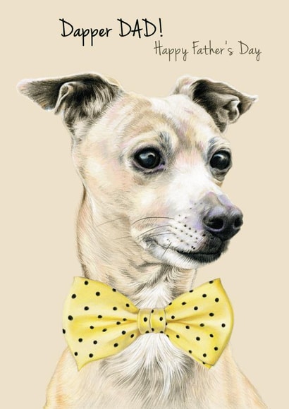 Cute Birthday Card - Dapper Dad - Whippet created by DECKLED EDGE LTD