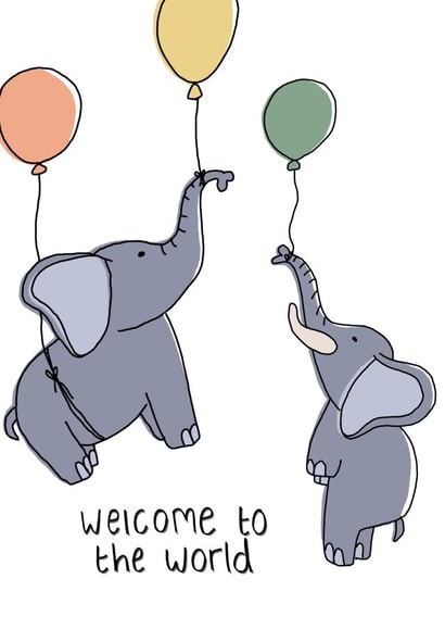 Cute New Baby Card - Elephant - Balloons created by Summer Martin