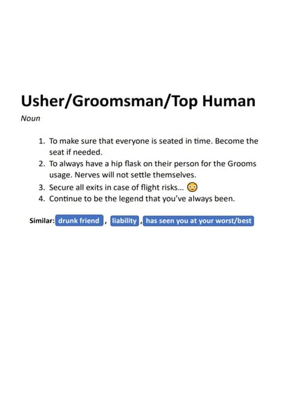Usher/Groomsman Card created by Possco