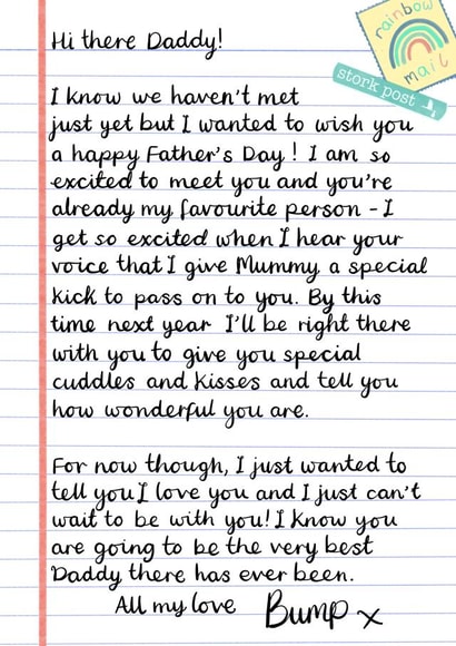 Cute Fathers Day Card - To Daddy From The Bump - Father To Be Card From Baby created by P