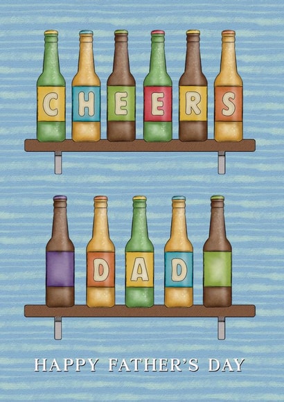 Cheers Dad! Beer Bottle Father's Day Card for Dad created by Cheeky Chappy