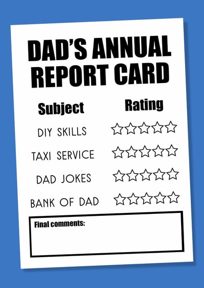 Funny Father's Day Card - Annual Report Card created by The Girl Next Draw Cards