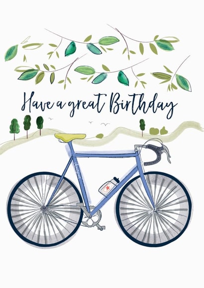 Illustrative Birthday Card - Have a Great Day - Cycling created by Katie Phythian Design