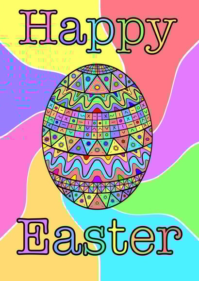 Easter Egg Card-Happy Easter Colourful Geometric Design For Son/Daughter/Partner created by NJP Sketchbook