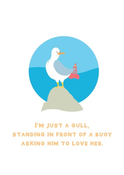 Boy Standing in front of a Girl cute animal card, funny created by Daniel James Oliver Art