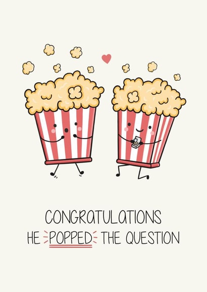 Cute Engagement Card - Popcorn - Popped the Question created by Creaternet