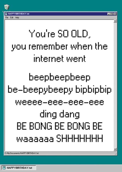 Cheeky Birthday Card - Dial-up Internet - 90s Retro created by Telephasic