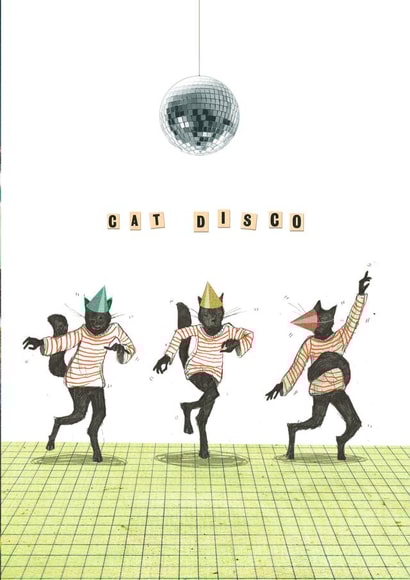 Cat Disco Birthday Card, Dancing Cats Card, Cat Lovers Birthday Card created by Greyling Post