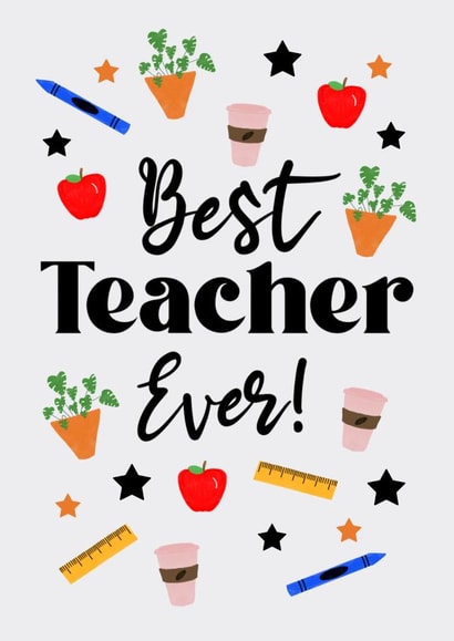 Best Teacher Ever Thank you card - cute and colourful teacher gift created by Aries Sun 