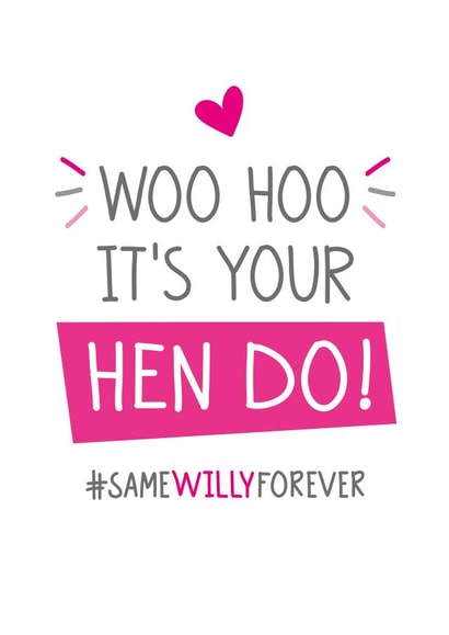 Hilarious Hen Do card for the bride to be, same willy forever warning. created by Superlush Cards