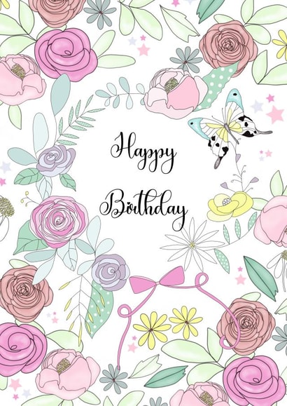 Pretty floral pattern happy birthday card created by Marie Goodchild