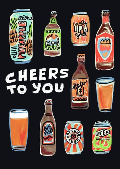Craft Beer Lover Celebration - Everyday Greeting Card for Him - Cheers to You created by Kelley Dillon