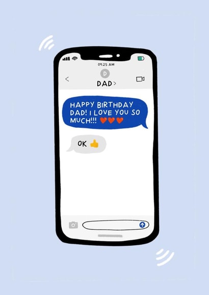 Funny Dad Birthday Card- Thumbs Up Ok- Classic Dad Text Message created by Amelia Ellwood