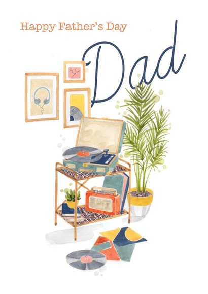 A colourful painting for a music loving Dad created by Ally Marie Illustration