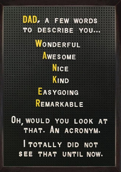 Ckeeky Fathers Day Card - Peg Letter Board - Wanker created by Brainbox Candy
