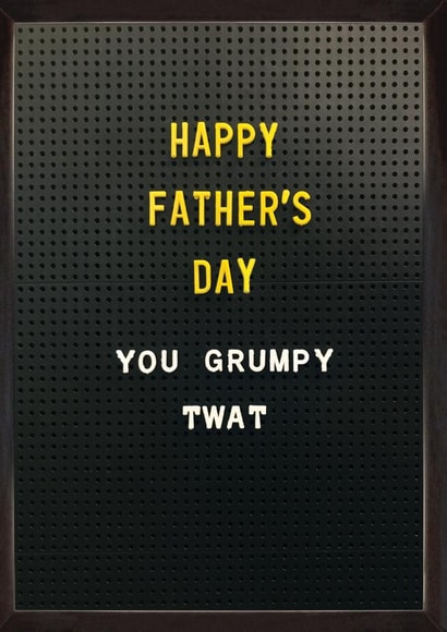 Funny Father's Day Card - Peg Letters Board - Grumpy Twat created by Brainbox Candy