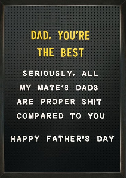 Funny Father's Day Card - Peg Letters Board - Dad You're The Best created by Brainbox Candy